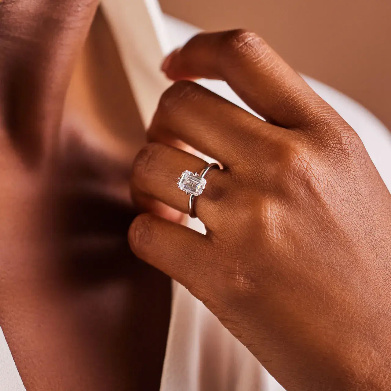 The Twilight 1CT Certified Emerald Cut Diamond Ring, Lab Grown Diamond Engagement Ring, 14KT, 18KT, Plat, Handmade