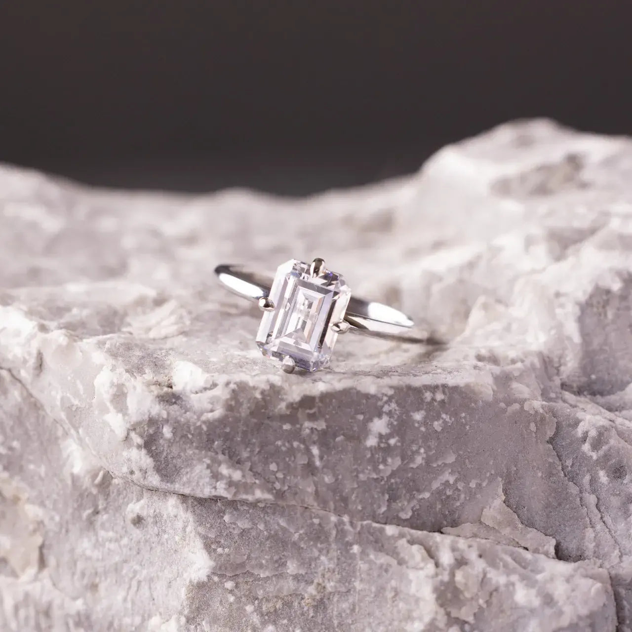The Twilight 1CT Certified Emerald Cut Diamond Ring, Lab Grown Diamond Engagement Ring, 14KT, 18KT, Plat, Handmade