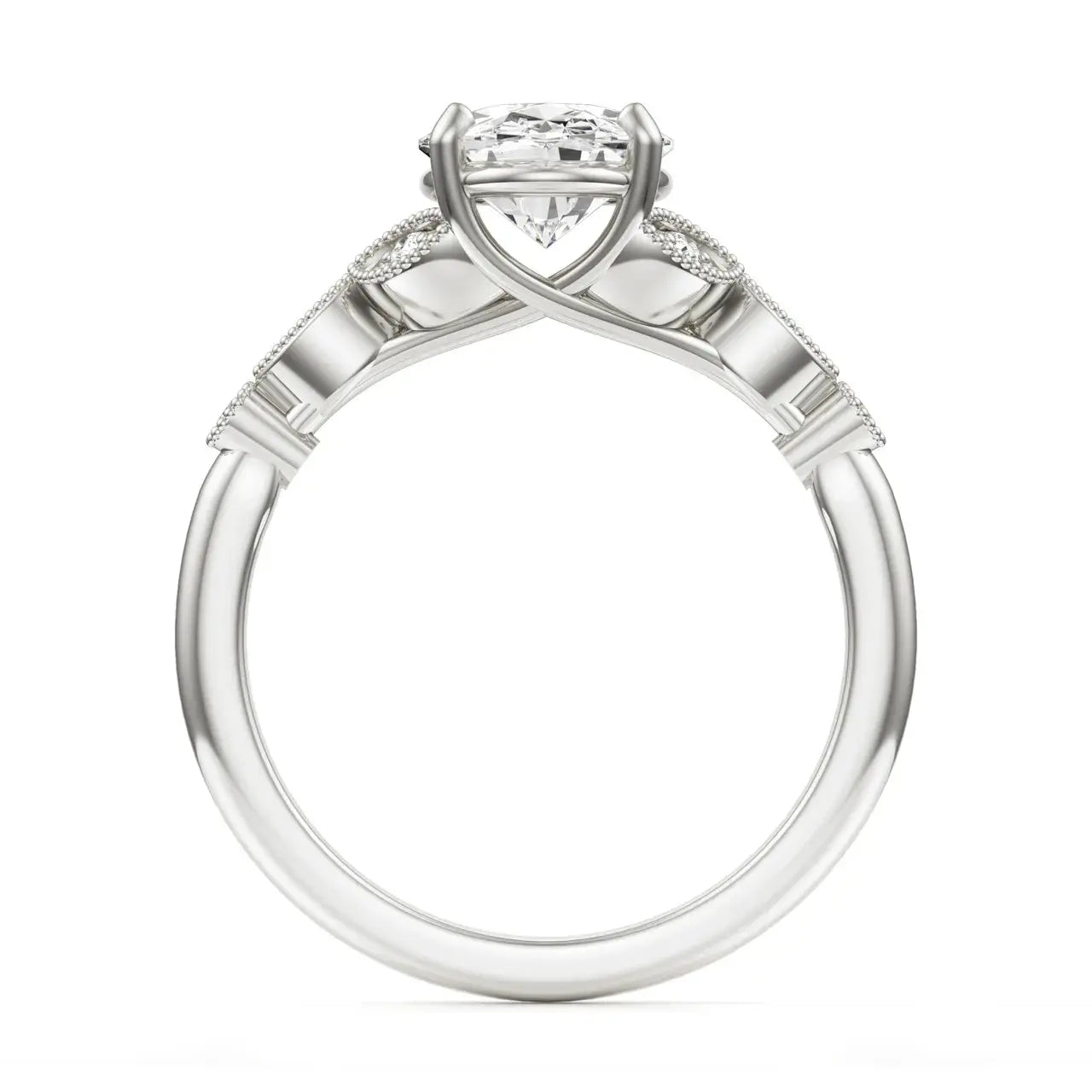 The Rosebud 2ct Certified Oval Cut Diamond Ring, Lab Grown Diamond Engagement Ring, 14KT, 18KT, Plat, Handmade