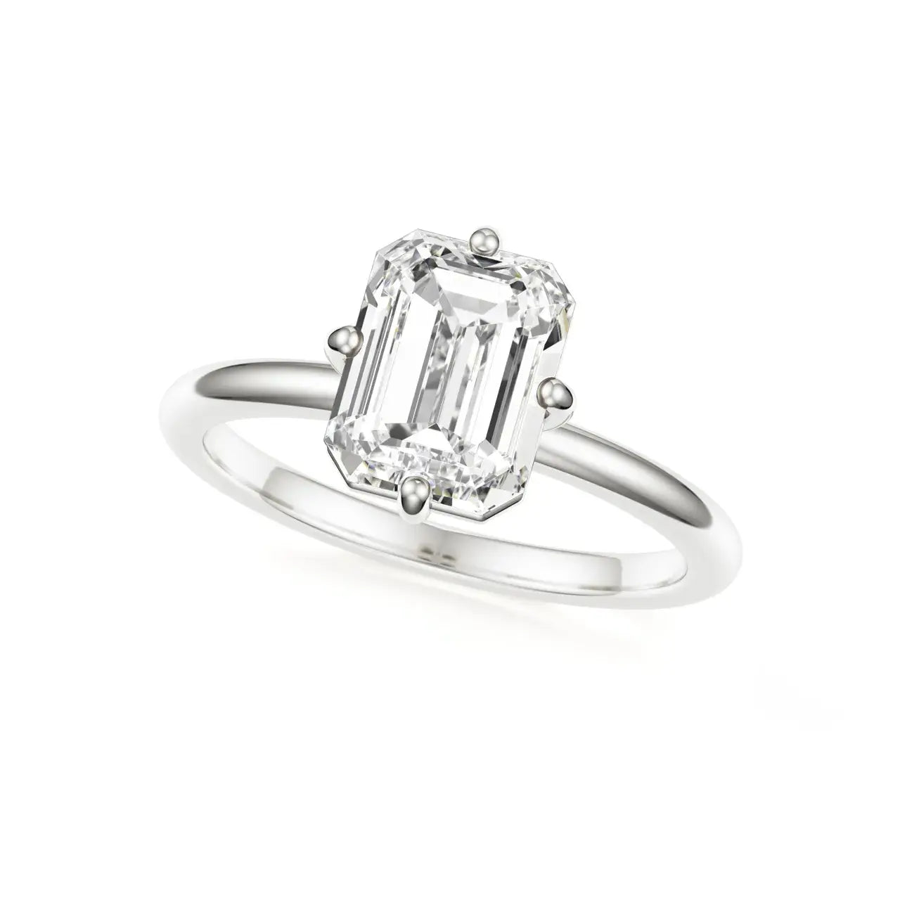 The Twilight 1CT Certified Emerald Cut Diamond Ring, Lab Grown Diamond Engagement Ring, 14KT, 18KT, Plat, Handmade