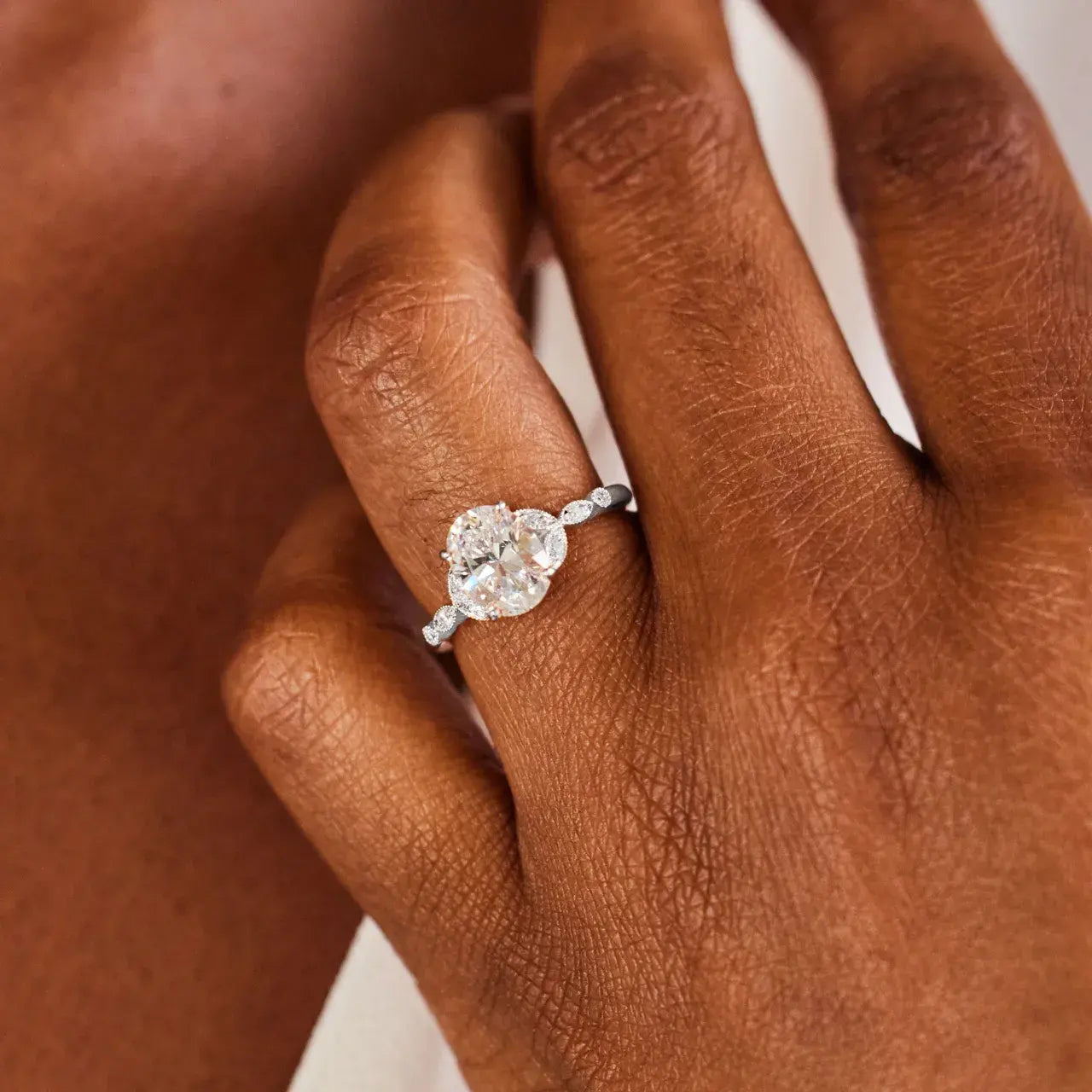 The Rosebud 2ct Certified Oval Cut Diamond Ring, Lab Grown Diamond Engagement Ring, 14KT, 18KT, Plat, Handmade
