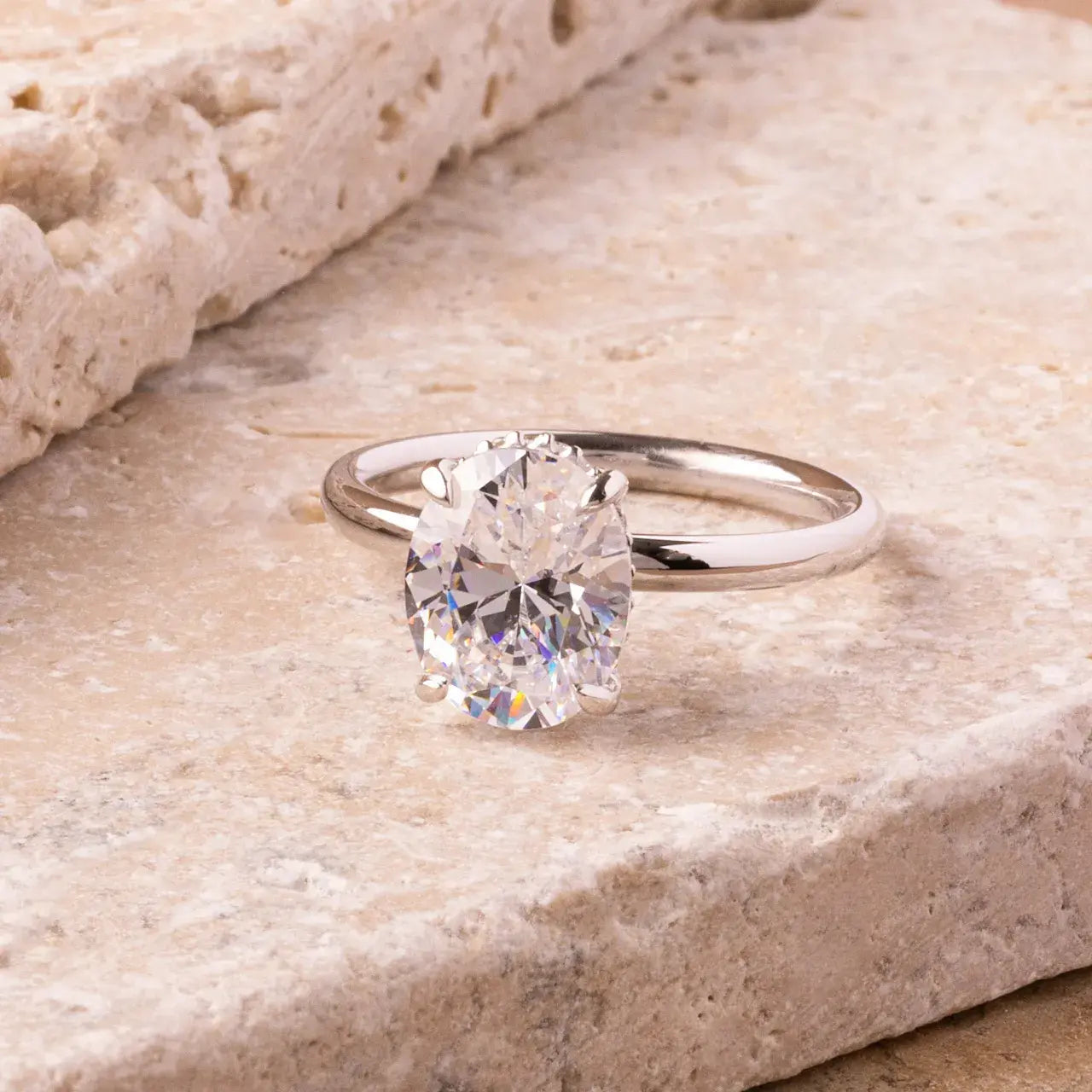 The Secret Halo 2ct Certified Oval Cut Diamond Ring, Lab Grown Diamond Engagement Ring, 14KT, 18KT, Plat, Handmade